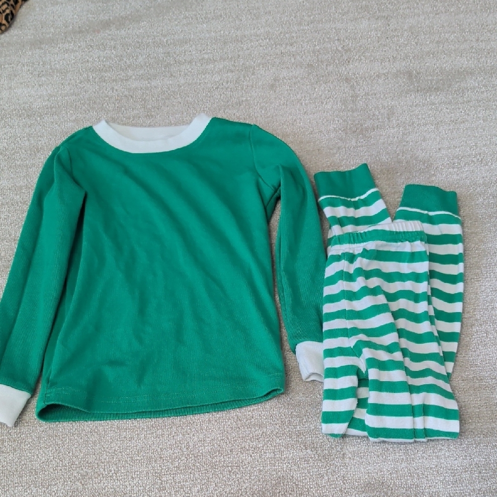 Green Striped Kids Pajamas - Picture 1 of 7